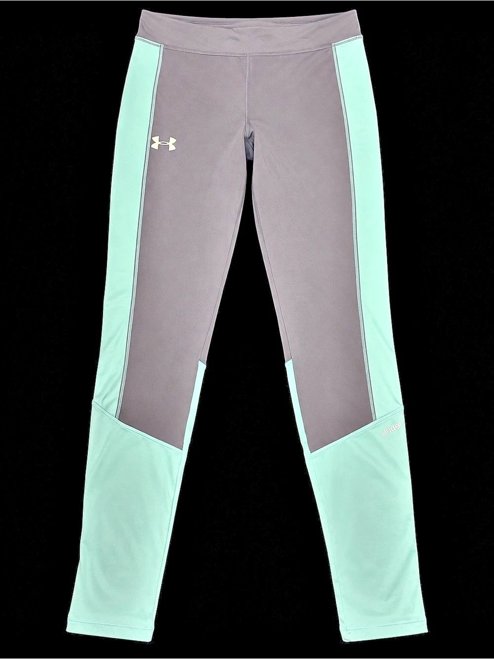 Under Armour ColdGear Women’s Large Gray Mint Colorblock Fitted Leggings